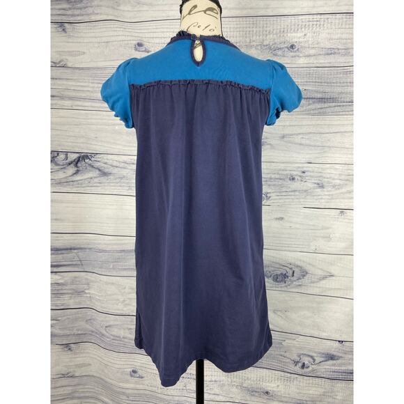 Hanna Andersson 130 Colorblock Dress Girls 8 Short Ruffle Cap Slvs Keyhole Back - Picture 4 of 12